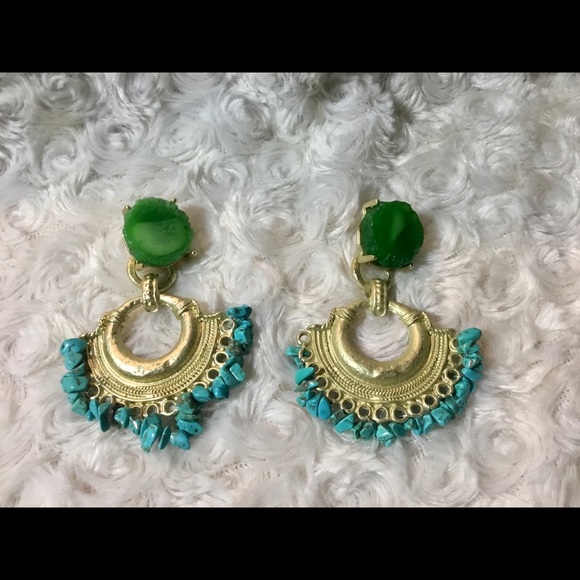 Bohemian Queen Turquoise Earrings - Picture 1 of 6